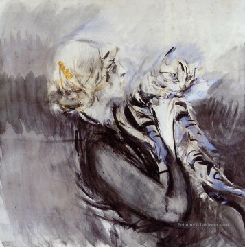 Une dame avec un genre de chat Giovanni Boldini Peinture à l'huile